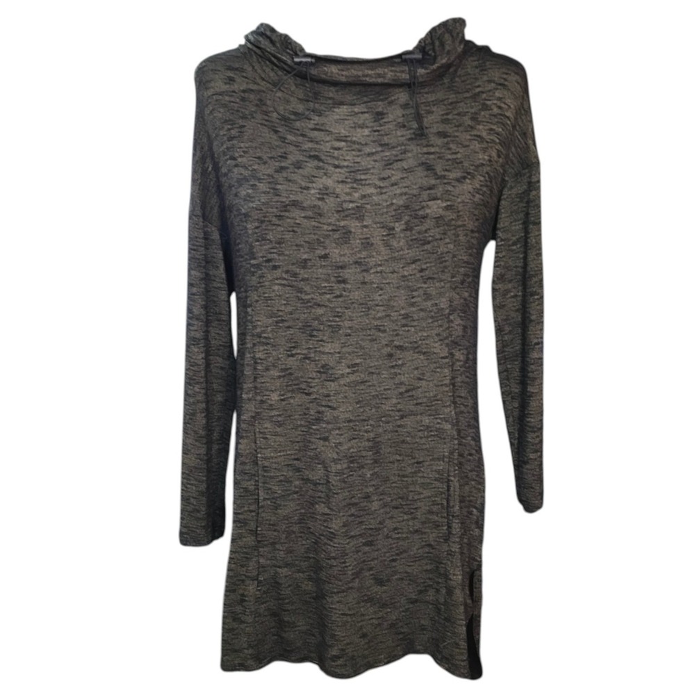 Sun Kim Womens Space Dye Cowl Neck Tunic Top Brown Athleisure Loungewear XS